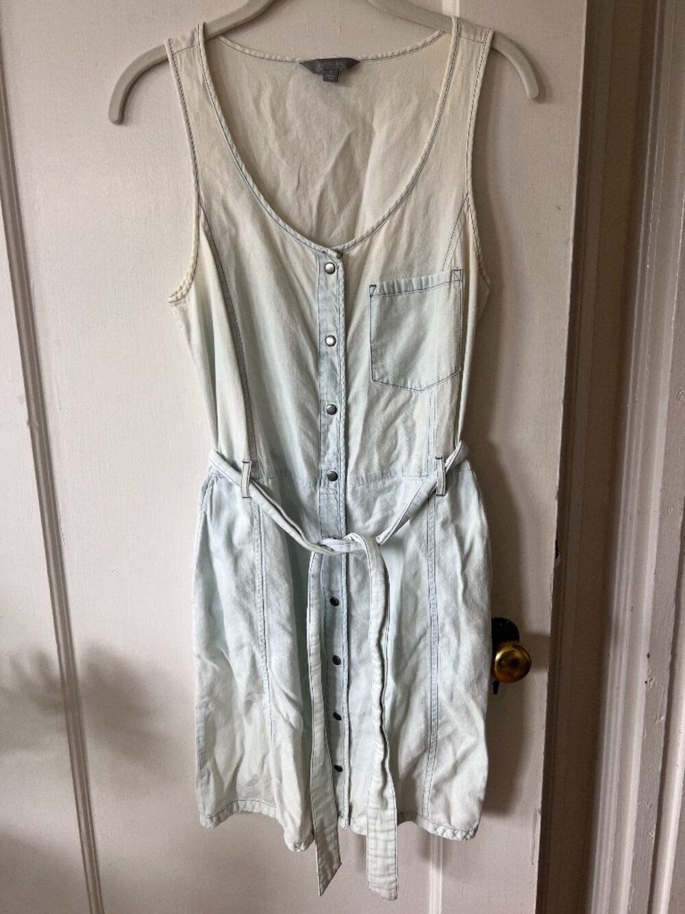 Women's Light Blue Sleeveless Denim Shirt Dress